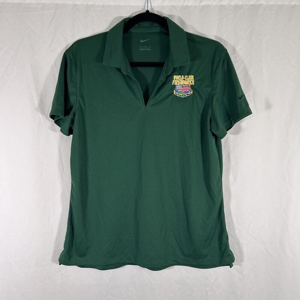 Nike Polo Shirt Women's Large Green 4th of July Fireworks Stand Short Sleeve